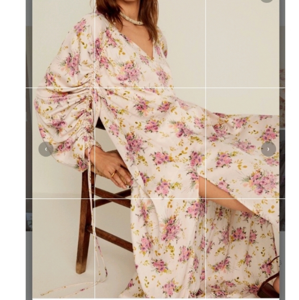 Ruched sleeve floral dress size 8